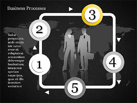 Flèche de processus avec numéros, Diapositive 15, 01578, Schémas de procédés — PoweredTemplate.com
