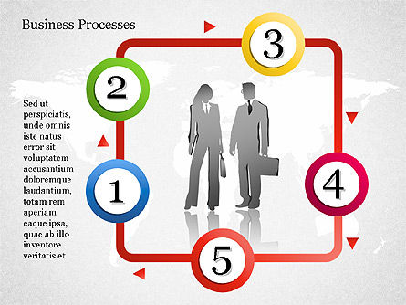 Freccia di processo con i numeri, Slide 7, 01578, Diagrammi di Processo — PoweredTemplate.com