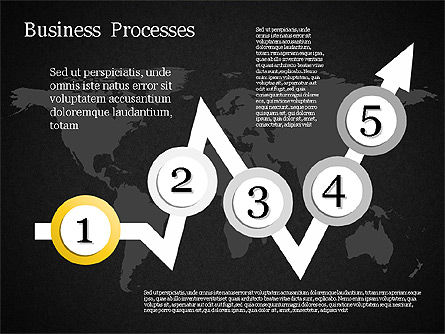 Flecha de proceso con números, Diapositiva 9, 01578, Diagramas de proceso — PoweredTemplate.com