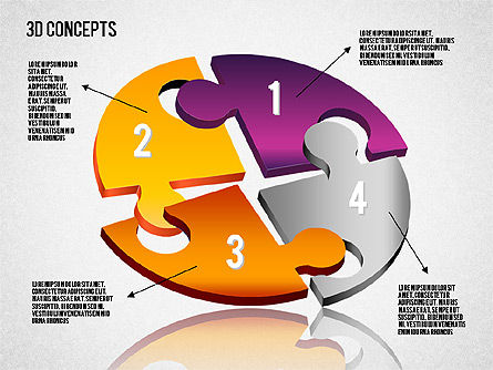 3D Concept Shapes and Diagrams, PowerPoint Template, 01583, Shapes — PoweredTemplate.com