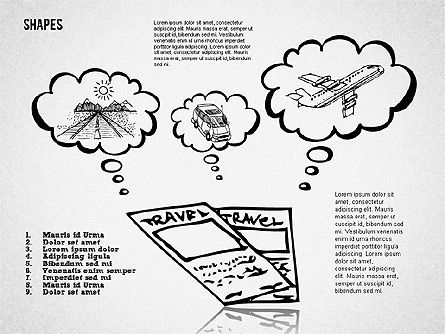 Formes de voyage dessinées à la main, Diapositive 3, 01599, Formes — PoweredTemplate.com