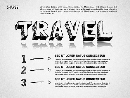 손으로 그린 ​​여행 도형, 슬라이드 4, 01599, 모양 — PoweredTemplate.com
