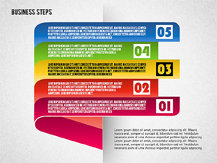 Steps with Icons, PowerPoint Template, 01601, Stage Diagrams — PoweredTemplate.com