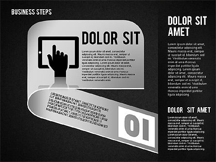 Étapes avec des icônes, Diapositive 12, 01601, Schémas d'étapes — PoweredTemplate.com
