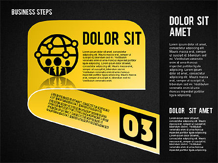 Étapes avec des icônes, Diapositive 14, 01601, Schémas d'étapes — PoweredTemplate.com