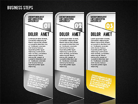 Steps com ícones, Deslizar 16, 01601, Diagramas de Etapas — PoweredTemplate.com