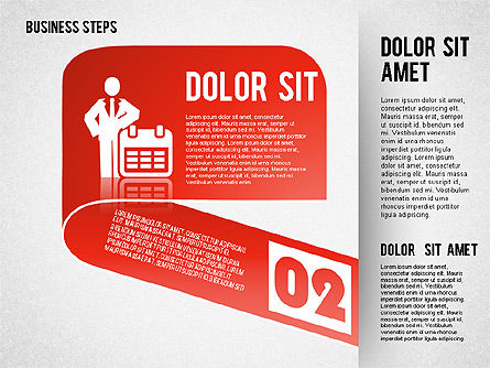 Steps com ícones, Deslizar 7, 01601, Diagramas de Etapas — PoweredTemplate.com