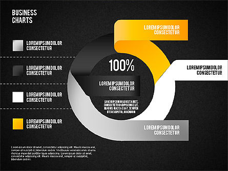 Gráfico de sectores de la cinta coloreada, Diapositiva 10, 01614, Gráficos circulares — PoweredTemplate.com