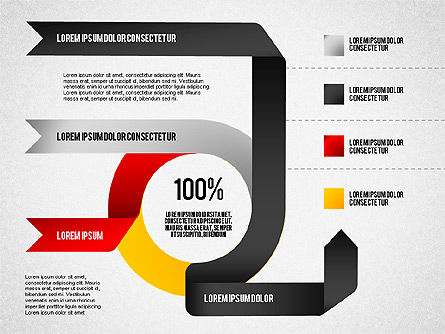 Gráfico de sectores de la cinta coloreada, Diapositiva 7, 01614, Gráficos circulares — PoweredTemplate.com