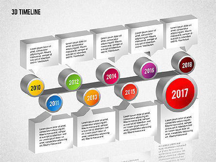 Línea de tiempo 3D con cuadros de texto, Diapositiva 2, 01616, Timelines & Calendars — PoweredTemplate.com