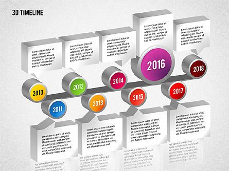 Línea de tiempo 3D con cuadros de texto, Diapositiva 3, 01616, Timelines & Calendars — PoweredTemplate.com
