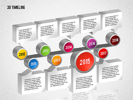 Línea de tiempo 3D con cuadros de texto, Diapositiva 4, 01616, Timelines & Calendars — PoweredTemplate.com