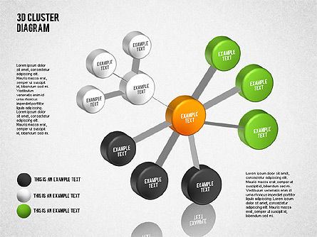 3 차원 클러스터 다이어그램, 슬라이드 7, 01624, 비즈니스 모델 — PoweredTemplate.com