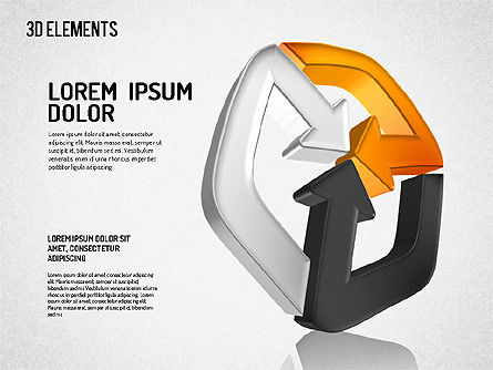 Tre direzioni tridimensionali forme, Modello PowerPoint, 01640, Forme — PoweredTemplate.com