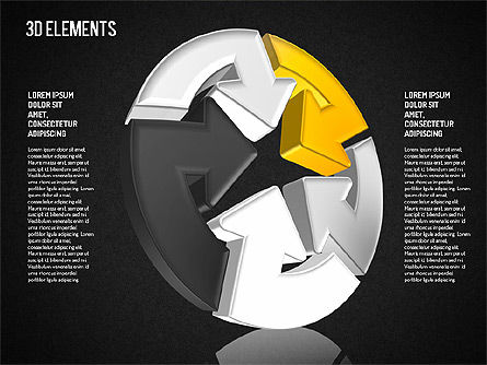 Three Dimensional Directions Shapes, Slide 12, 01640, Shapes — PoweredTemplate.com