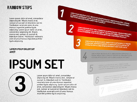무지개 색깔 단계 다이어그램, 슬라이드 3, 01659, 단계 도표 — PoweredTemplate.com