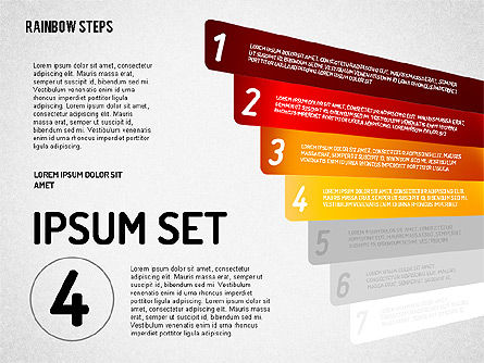 무지개 색깔 단계 다이어그램, 슬라이드 4, 01659, 단계 도표 — PoweredTemplate.com