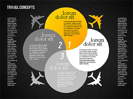 Schéma de concept de scène avec avion, Diapositive 16, 01668, Modèles commerciaux — PoweredTemplate.com