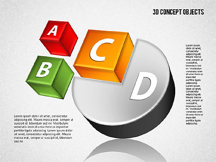 3d objetos conceito conjunto, Modelo do PowerPoint, 01675, Formas — PoweredTemplate.com