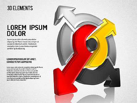 Colorful 3D Directions Shapes, PowerPoint Template, 01678, Shapes — PoweredTemplate.com