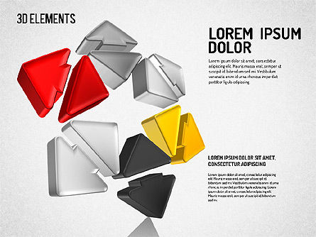 Bunte 3D Richtungen Formen, Folie 4, 01678, Schablonen — PoweredTemplate.com
