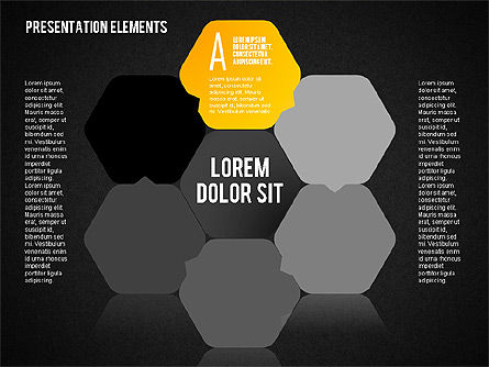 Schéma de scène avec hexagones, Diapositive 10, 01691, Schémas d'étapes — PoweredTemplate.com