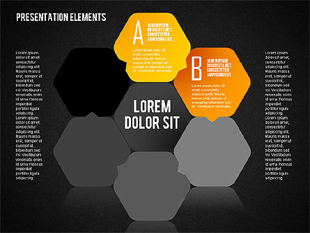 Schéma de scène avec hexagones, Diapositive 11, 01691, Schémas d'étapes — PoweredTemplate.com