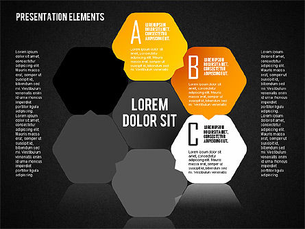 Schéma de scène avec hexagones, Diapositive 12, 01691, Schémas d'étapes — PoweredTemplate.com