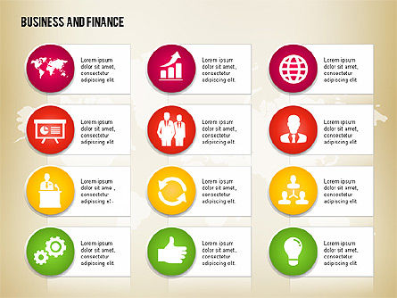 Business and Finance Process with Icons, Slide 14, 01694, Process Diagrams — PoweredTemplate.com