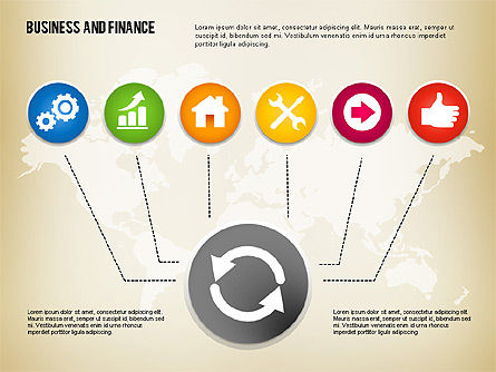 Negocios y finanzas proceso con iconos, Diapositiva 6, 01694, Diagramas de proceso — PoweredTemplate.com