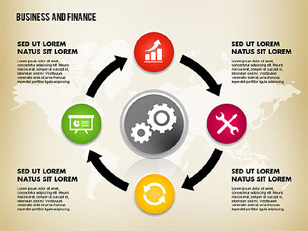Negocios y finanzas proceso con iconos, Diapositiva 8, 01694, Diagramas de proceso — PoweredTemplate.com