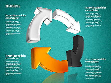 Formas de flechas tridimensionales, Diapositiva 10, 01699, Formas — PoweredTemplate.com