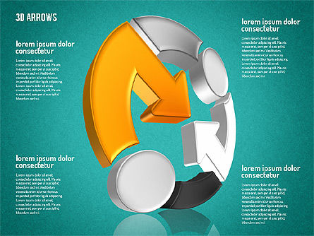 Formas de flechas tridimensionales, Diapositiva 13, 01699, Formas — PoweredTemplate.com
