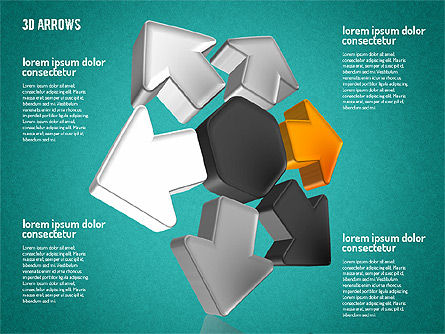 Formas de flechas tridimensionales, Diapositiva 9, 01699, Formas — PoweredTemplate.com