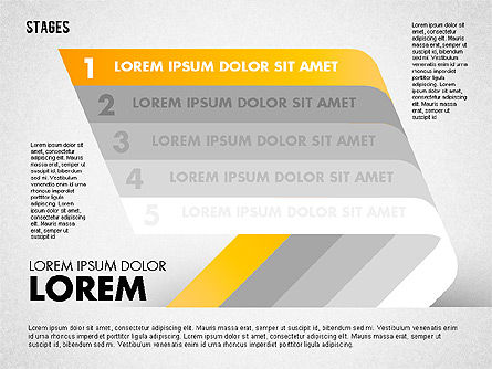Cinq étapes, Gratuit Modele PowerPoint, 01700, Schémas d'étapes — PoweredTemplate.com