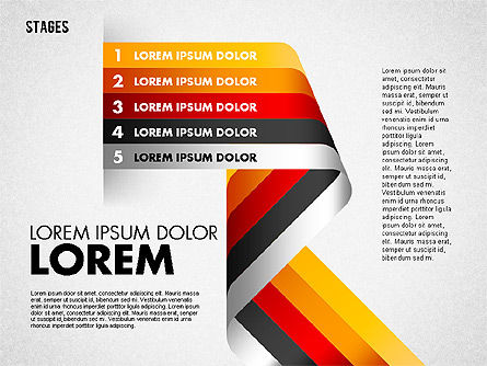 Cinco etapas, Diapositiva 10, 01700, Diagramas de la etapa — PoweredTemplate.com