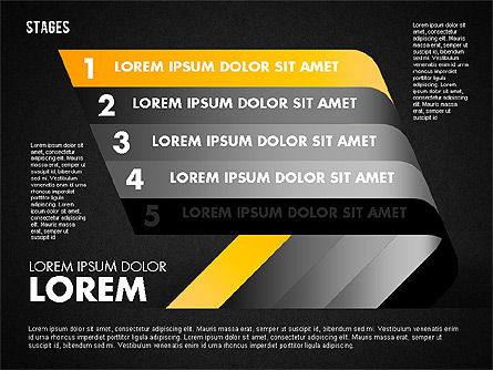 Cinco etapas, Diapositiva 14, 01700, Diagramas de la etapa — PoweredTemplate.com