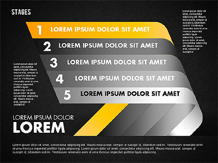 Cinco etapas, Diapositiva 15, 01700, Diagramas de la etapa — PoweredTemplate.com