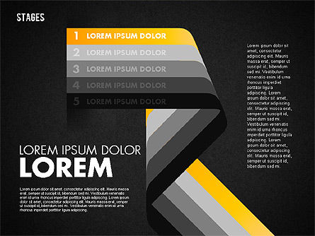 Cinco etapas, Diapositiva 16, 01700, Diagramas de la etapa — PoweredTemplate.com
