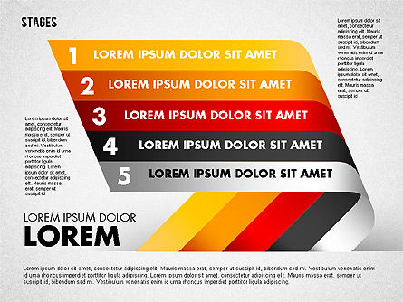 Cinco etapas, Diapositiva 5, 01700, Diagramas de la etapa — PoweredTemplate.com