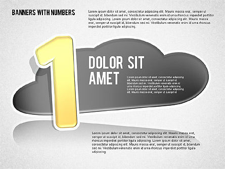 Cloud and Numbers Stickers, PowerPoint Template, 01704, Shapes — PoweredTemplate.com