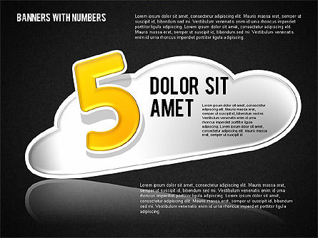 雲と数字のステッカー, スライド 13, 01704, 図形 — PoweredTemplate.com