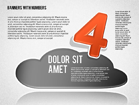 구름과 숫자 스티커, 슬라이드 4, 01704, 모양 — PoweredTemplate.com