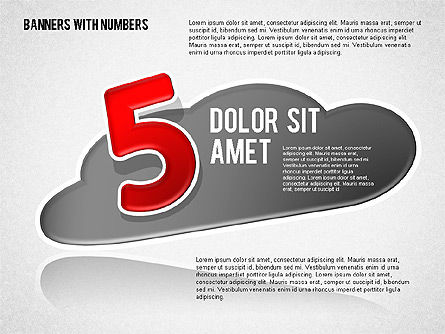 雲と数字のステッカー, スライド 5, 01704, 図形 — PoweredTemplate.com