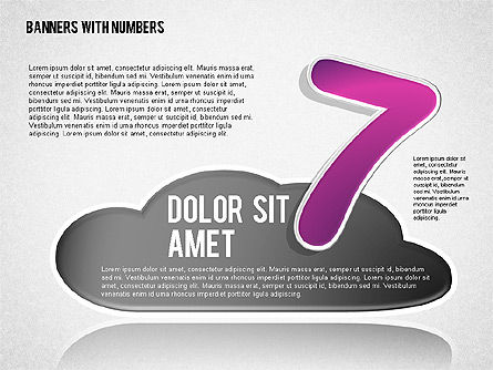 雲と数字のステッカー, スライド 7, 01704, 図形 — PoweredTemplate.com