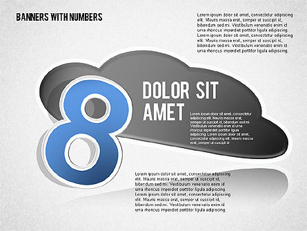 雲と数字のステッカー, スライド 8, 01704, 図形 — PoweredTemplate.com