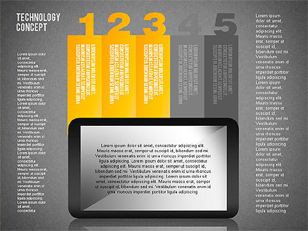 터치 패드 다이어그램, 슬라이드 18, 01710, 단계 도표 — PoweredTemplate.com
