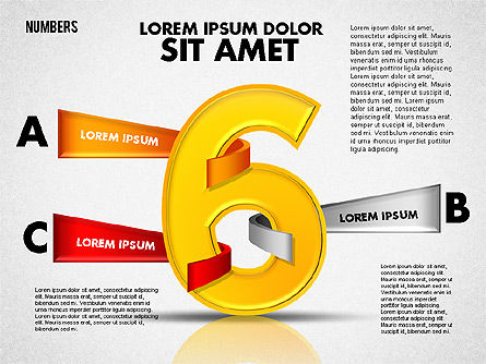 Números con formas de etiquetas, Diapositiva 7, 01714, Formas — PoweredTemplate.com