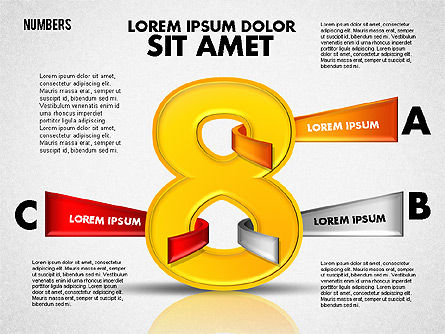 Números con formas de etiquetas, Diapositiva 9, 01714, Formas — PoweredTemplate.com