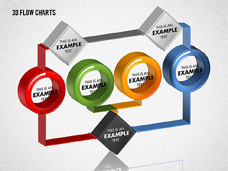 3d fluxogramas com círculos, Modelo do PowerPoint, 01720, Fluxogramas — PoweredTemplate.com